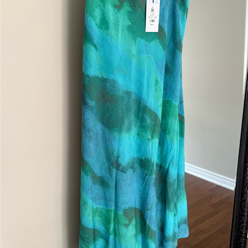 Dynamite A-Line Blue and Green Resort Maxi Skirt